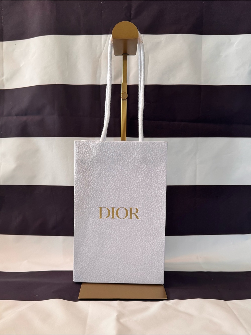 Dior White Mini Gift Tote with Gold Logo